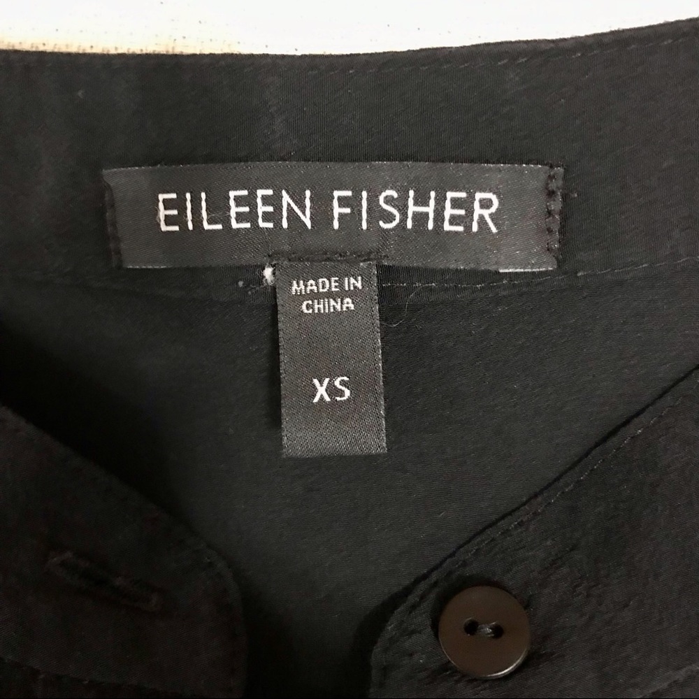 Eileen Fisher black and grey silk button-down shirt. Size XS. NWOT - Picture 11 of 11